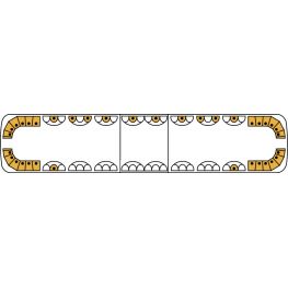 2546807. Sistema di avvertimento Aurum con profilo basso, LED ambra con lato posteriore, centrale con moduli vuoti. 1346 mm.