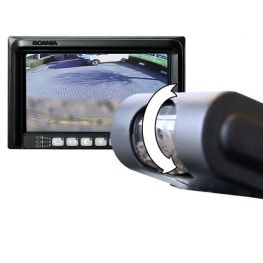 Rear view camera with cleaning mechanism